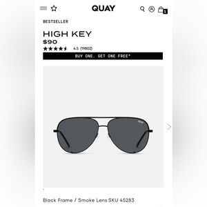 Quay Sunglasses. All Black. Aviator style. EUC.